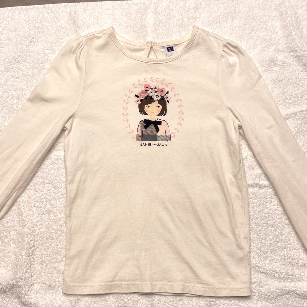 Janie and Jack Long sleeve shirt with girl print on front